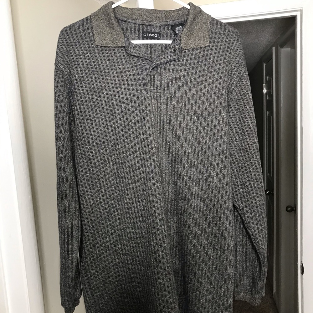 Vintage hipster look. George long sleeve polo.